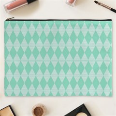 Mint Color Diamond Shape Pattern Cosmetic Bag (xxxl) 