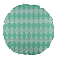 Mint Color Diamond Shape Pattern Large 18  Premium Round Cushions