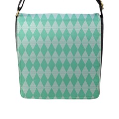 Mint Color Diamond Shape Pattern Flap Messenger Bag (l)  by picsaspassion