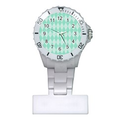 Mint Color Diamond Shape Pattern Plastic Nurses Watch by picsaspassion