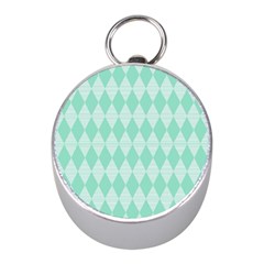 Mint Color Diamond Shape Pattern Mini Silver Compasses by picsaspassion