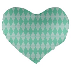 Mint Color Diamond Shape Pattern Large 19  Premium Flano Heart Shape Cushions by picsaspassion