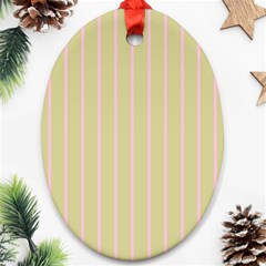 Summer Sand Color Pink Stripes Ornament (oval) 