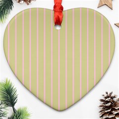 Summer Sand Color Pink Stripes Ornament (heart) 