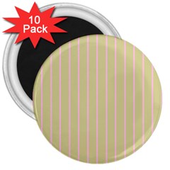 Summer Sand Color Pink Stripes 3  Magnets (10 Pack) 