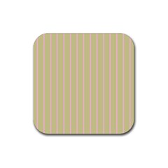 Summer Sand Color Pink Stripes Rubber Coaster (square)  by picsaspassion