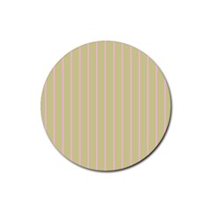 Summer Sand Color Pink Stripes Rubber Round Coaster (4 Pack) 