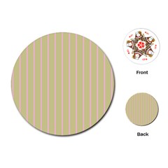 Summer Sand Color Pink Stripes Playing Cards (round)  by picsaspassion