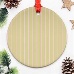 Summer Sand Color Pink Stripes Round Ornament (two Sides) 