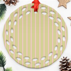 Summer Sand Color Pink Stripes Ornament (round Filigree) 