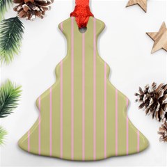 Summer Sand Color Pink Stripes Christmas Tree Ornament (2 Sides)