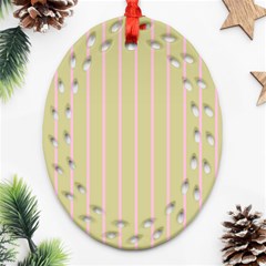 Summer Sand Color Pink Stripes Ornament (oval Filigree) 