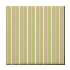 Summer Sand Color Pink And Yellow Stripes Tile Coaster by picsaspassion