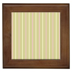 Summer Sand Color Pink And Yellow Stripes Framed Tile