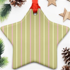 Summer Sand Color Pink And Yellow Stripes Ornament (star)