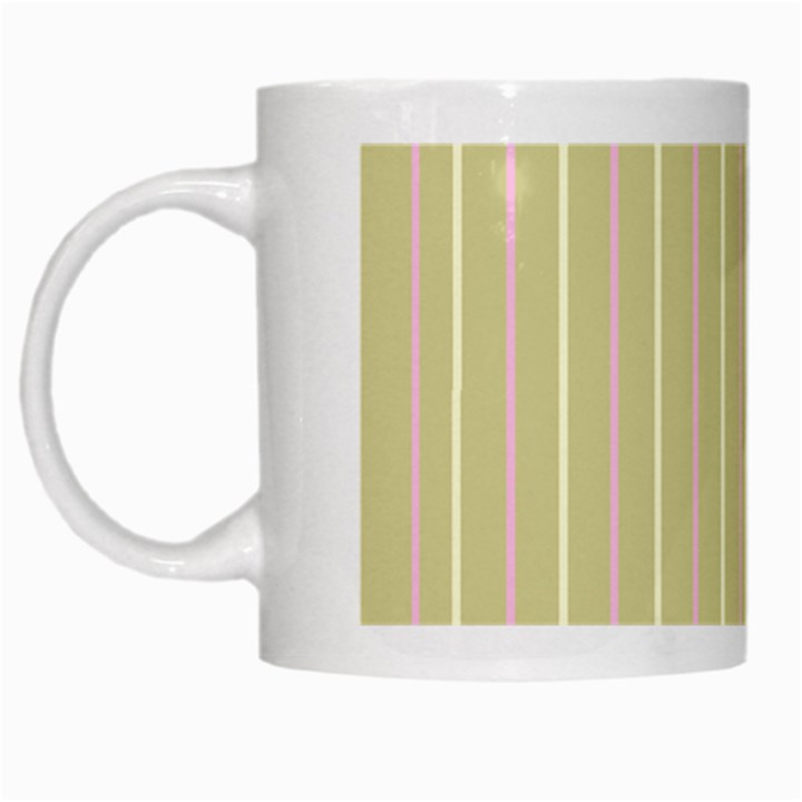 Summer sand color pink and yellow stripes White Mug