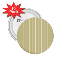 Summer Sand Color Pink And Yellow Stripes 2 25  Button (10 Pack) by picsaspassion