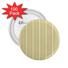 Summer Sand Color Pink And Yellow Stripes 2 25  Button (100 Pack) by picsaspassion