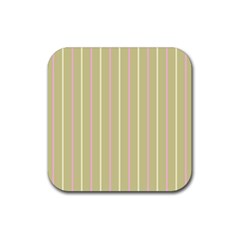 Summer Sand Color Pink And Yellow Stripes Rubber Coaster (square)