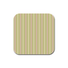 Summer Sand Color Pink And Yellow Stripes Rubber Square Coaster (4 Pack)