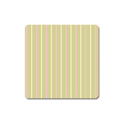 Summer Sand Color Pink And Yellow Stripes Magnet (square) by picsaspassion