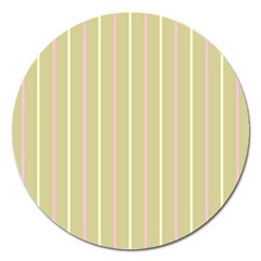 Summer Sand Color Pink And Yellow Stripes Magnet 5  (round)