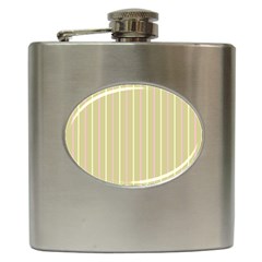 Summer Sand Color Pink And Yellow Stripes Hip Flask (6 Oz) by picsaspassion