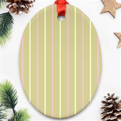 Summer Sand Color Pink And Yellow Stripes Oval Ornament (two Sides)