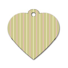 Summer Sand Color Pink And Yellow Stripes Dog Tag Heart (one Side)