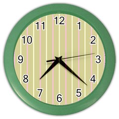 Summer Sand Color Pink And Yellow Stripes Color Wall Clock