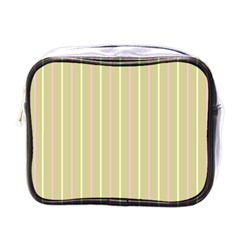 Summer Sand Color Pink And Yellow Stripes Mini Toiletries Bag (one Side) by picsaspassion