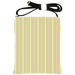 Summer Sand Color Pink And Yellow Stripes Shoulder Sling Bag by picsaspassion