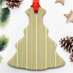 Summer Sand Color Pink And Yellow Stripes Christmas Tree Ornament (two Sides)