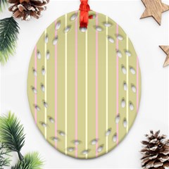 Summer Sand Color Pink And Yellow Stripes Ornament (oval Filigree)