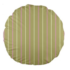 Summer Sand Color Pink And Yellow Stripes Large 18  Premium Round Cushion 