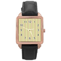 Summer Sand Color Pink And Yellow Stripes Rose Gold Leather Watch  by picsaspassion