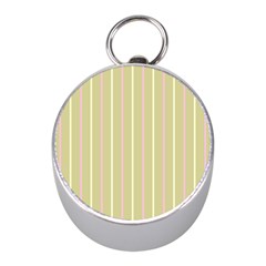 Summer Sand Color Pink And Yellow Stripes Silver Compass (mini) by picsaspassion