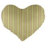 Summer sand color pink and yellow stripes Large 19  Premium Flano Heart Shape Cushion Back