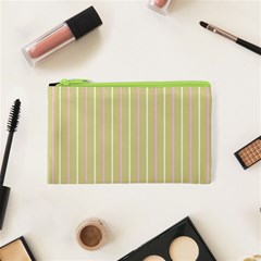 Summer Sand Color Pink And Yellow Stripes Cosmetic Bag (xs) by picsaspassion