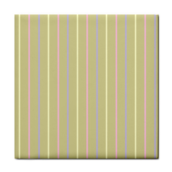 Summer sand color lilac pink yellow stripes pattern Tile Coasters