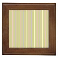 Summer Sand Color Lilac Pink Yellow Stripes Pattern Framed Tiles