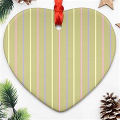 Summer Sand Color Lilac Pink Yellow Stripes Pattern Ornament (heart) 