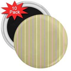 Summer Sand Color Lilac Pink Yellow Stripes Pattern 3  Magnets (10 Pack)  by picsaspassion