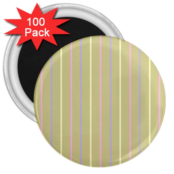 Summer sand color lilac pink yellow stripes pattern 3  Magnets (100 pack)