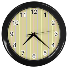 Summer Sand Color Lilac Pink Yellow Stripes Pattern Wall Clocks (black) by picsaspassion