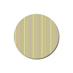 Summer Sand Color Lilac Pink Yellow Stripes Pattern Rubber Coaster (round) 