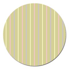 Summer Sand Color Lilac Pink Yellow Stripes Pattern Magnet 5  (round) by picsaspassion