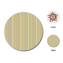 Summer Sand Color Lilac Pink Yellow Stripes Pattern Playing Cards (round)  by picsaspassion