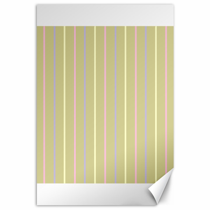 Summer sand color lilac pink yellow stripes pattern Canvas 12  x 18  