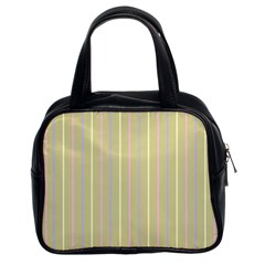 Summer Sand Color Lilac Pink Yellow Stripes Pattern Classic Handbags (2 Sides)